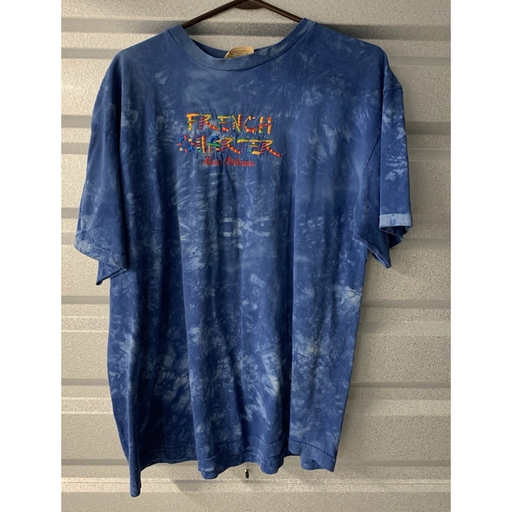 The Mountain French Quarter New Orleans Embroidered Blue Tie-Dye T-Shirt